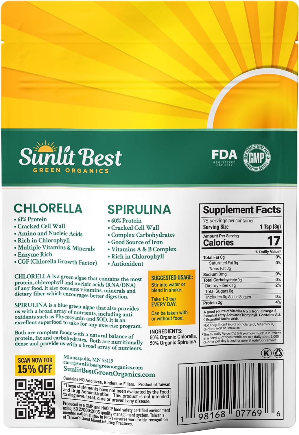 Organic Chlorella Spirulina Powder Description 
