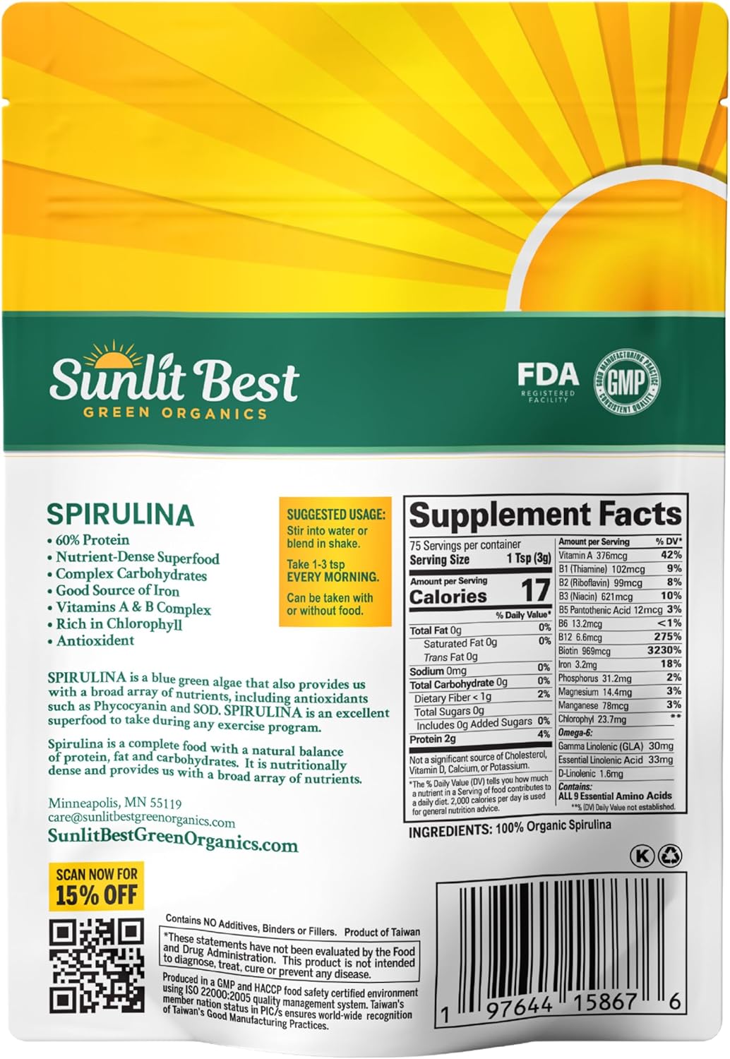 Organic Spirulina Powder Description