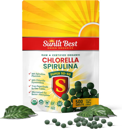 Super 50/50 Organic Chlorella &amp; Spirulina Tablets