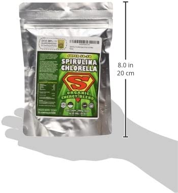 Spirulina Chlorella Cracked Cell Wall Super 50-50 Super-Pack 500 Tablets - Raw Organic Gluten-Free Non-GMO Green Superfood. High Protein, Chlorophyll &amp; nucleic acids. No preservatives, No fillers